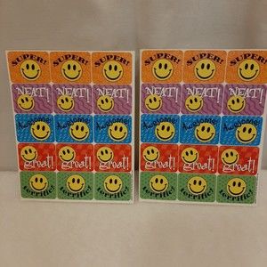 Vintage Paper Magic Group 30 Stickers Smiley Faces Teachers School 2 sheets